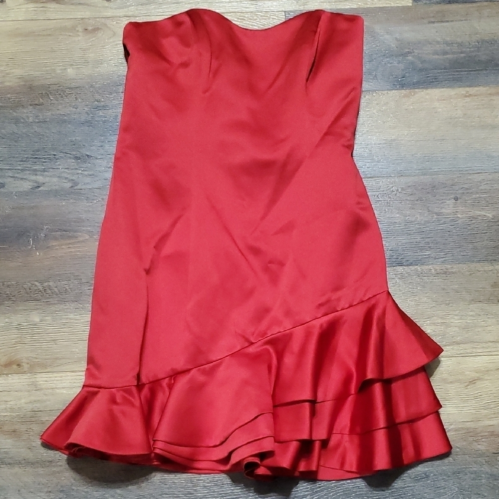 Alfred Angelo For Disney Collection Red Asymmetrical Ruffled Cocktail Dress